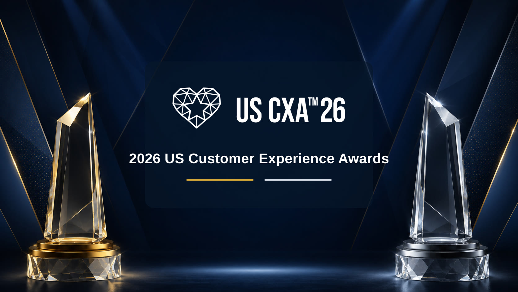 2026 US Customer Experience Awards gold and silver trophies